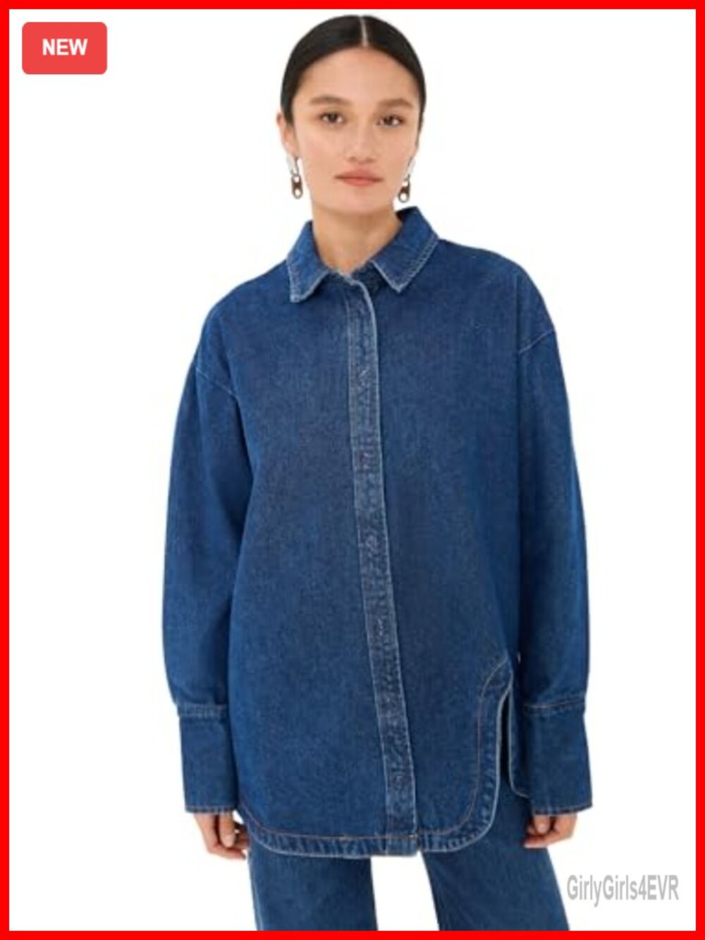 Lioness Off Duty Denim Shirt Lightweight Non-Stretch Asymmetrical Hem